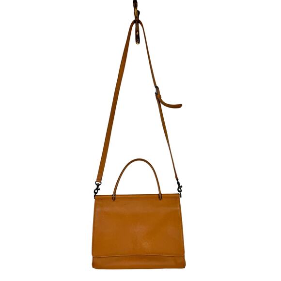 Vintage COACH Handbag Tan Leather Inner Pocket Magnetic Top Handle Crossbody Bag - Picture 2 of 15